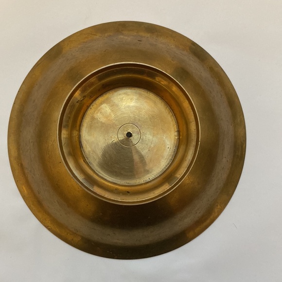 Vintage Cloisonné Peacock Brass Pedestal Bowl - Picture 3 of 3